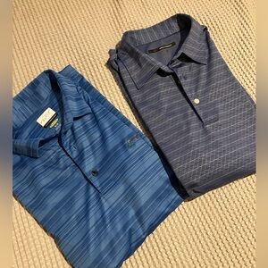 Lot of 2 Men’s Greg Norman Gray-Blue Polo Golf Shirts, Size Medium